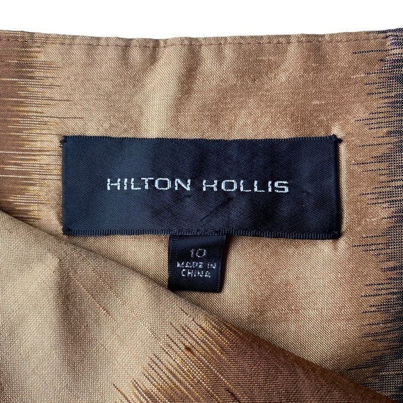 Hilton Hollis Silk Skirt Size 10 Full A-Line Pleated Fall Stripe Cherry Caramel - Picture 10 of 10